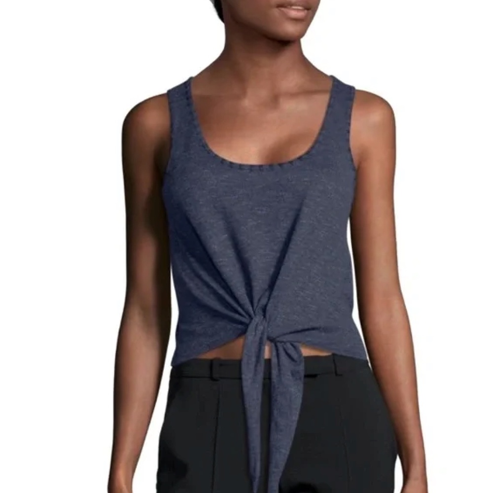 NWT! ALICE + OLIVIA BLUE COTTON JACINDA TIE FRONT TANK TOP XS